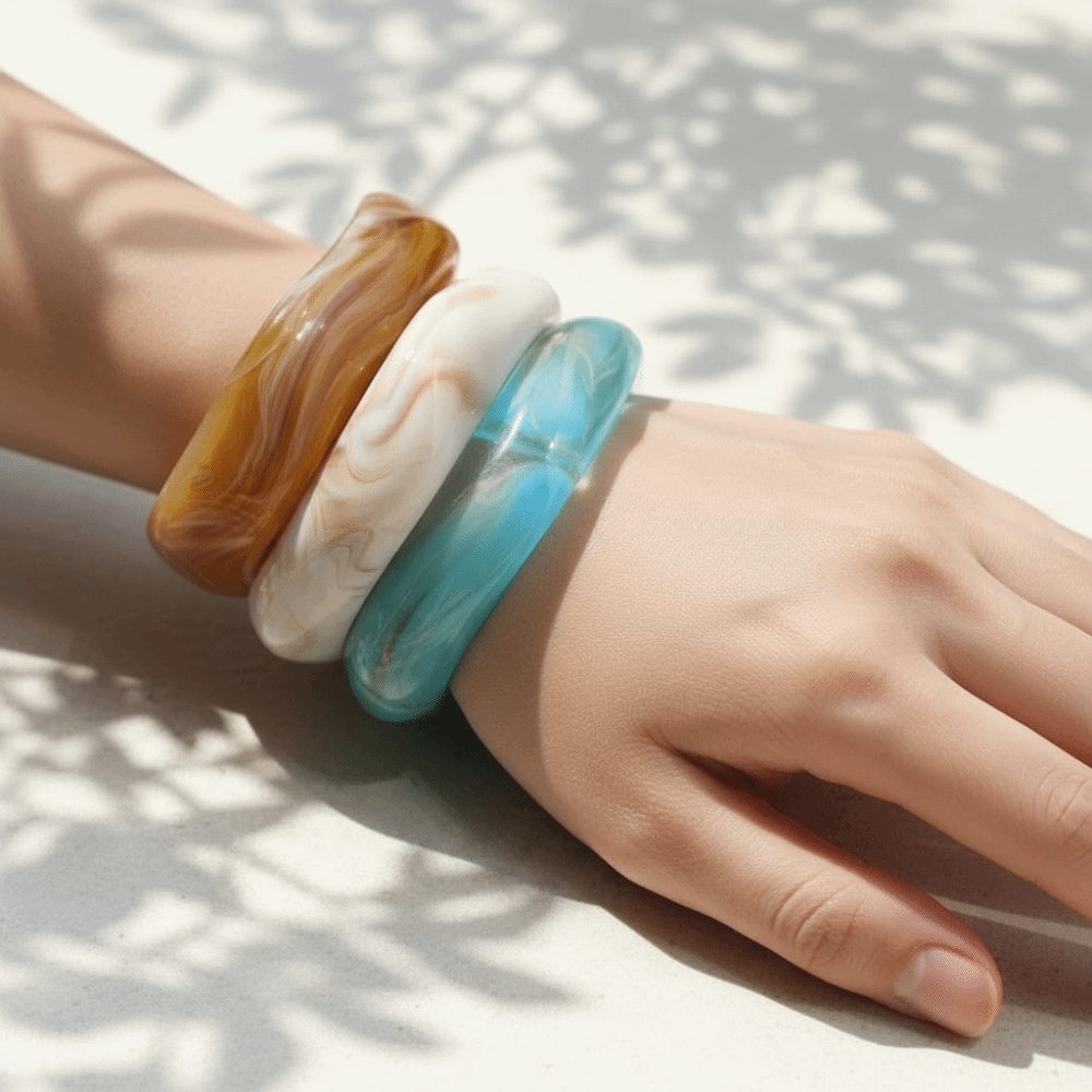 Vintage Fashion Gen Z - Statement Bangles Translucent Resin Bangles Gradient