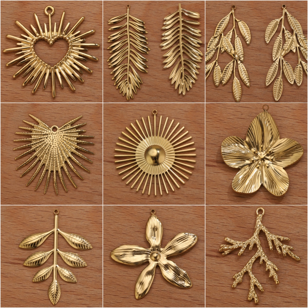 Vintage Fashion Jewelry Necklaces - 5pcs Stainless Steel Flower Charms Oval