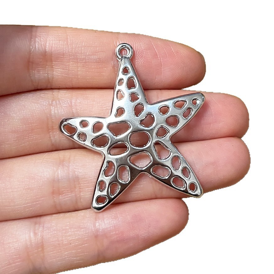 Vintage Fashion Jewelry Necklaces - 4Pcs Silvery Starfish Sea Star Charms