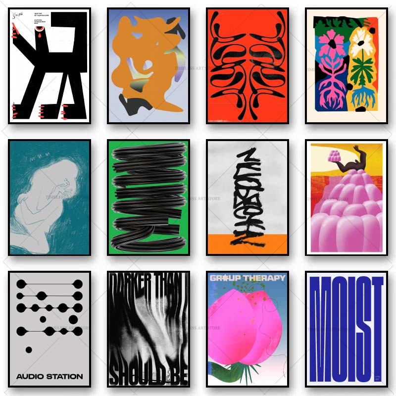 Vintage Fashion Wall Art - Vintage Classic Posters Retro Shapes Abstract