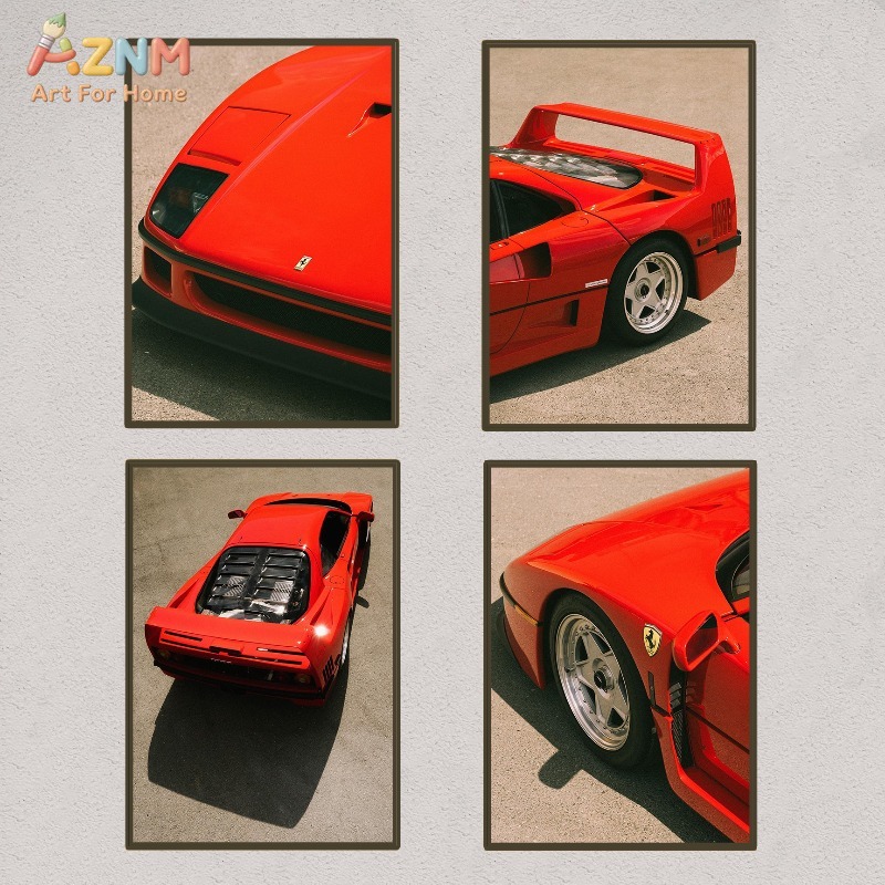 Vintage Fashion Wall Art - AZNM Ferrari F40 Classic Supercar Canvas