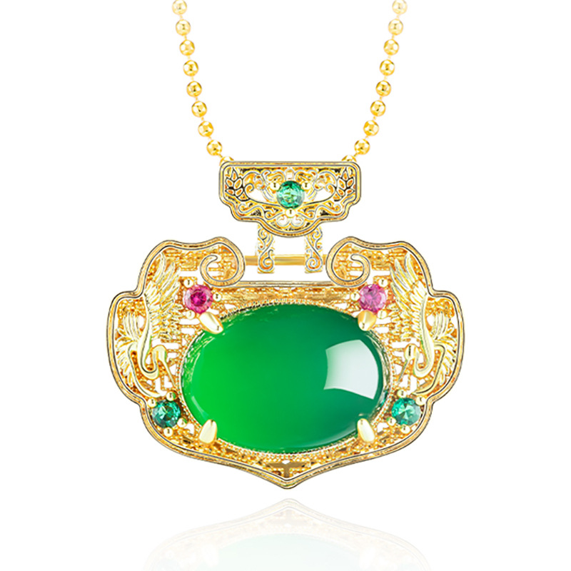 Green Real Jade Ruyi Pendant N – Vintage Fashion Jewelry Necklaces recenzja i cena
