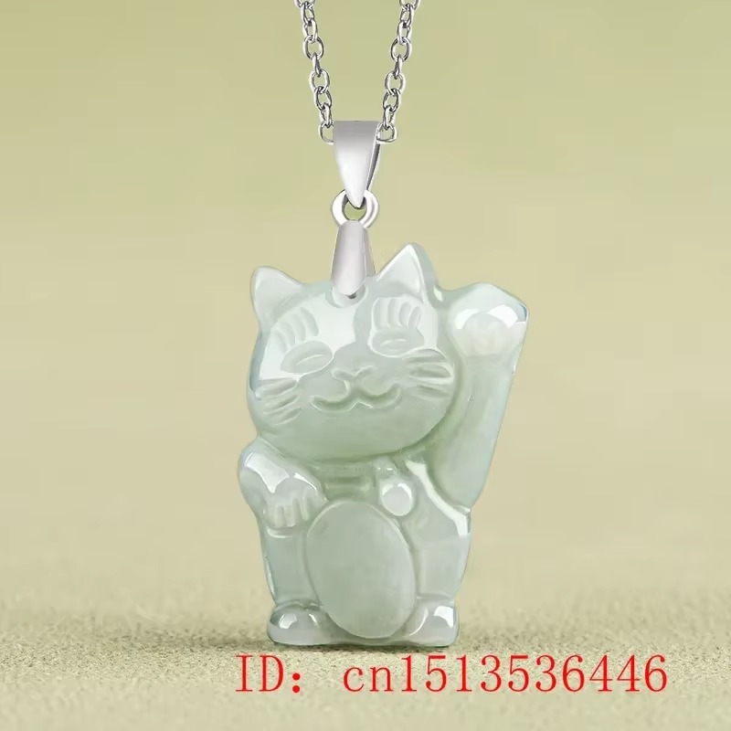 Burmese Blue Jade Fortune Cat  – Vintage Fashion Jewelry Necklaces recenzja i cena
