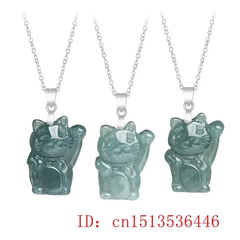 Burmese Blue Jade Fortune Cat  – Vintage Fashion Jewelry Necklaces recenzja i cena