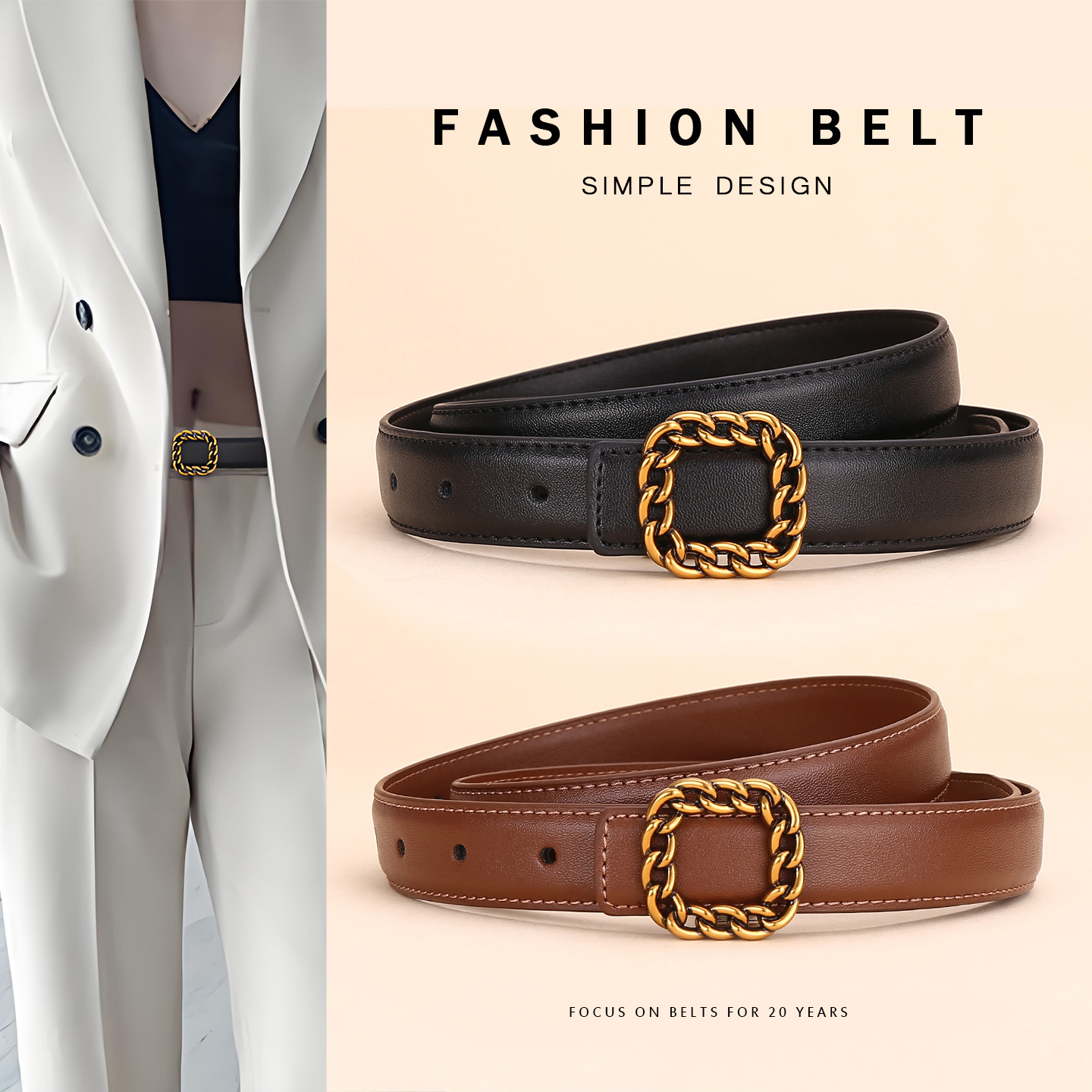 Ladies' vintage square buckle  – Vintage Fashion Look recenzja i cena