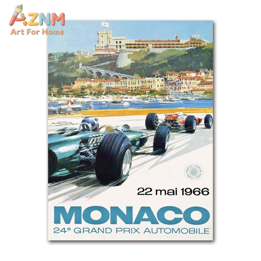 1pc Vintage Car Racing Monaco  – Vintage Fashion Wall Art recenzja i cena
