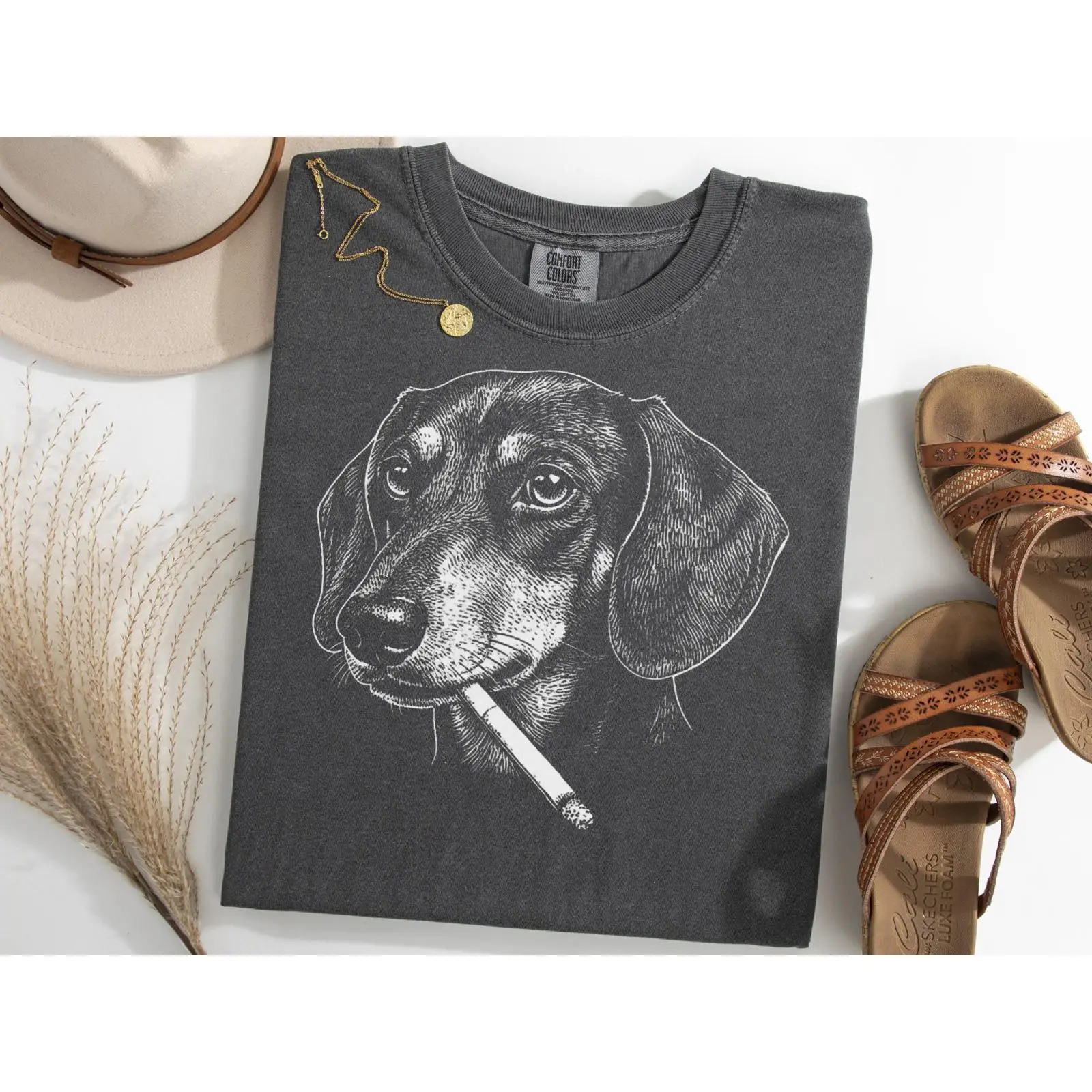 Dachshund Smoking Meme T Shirt – Vintage Fashion Gen Z recenzja i cena