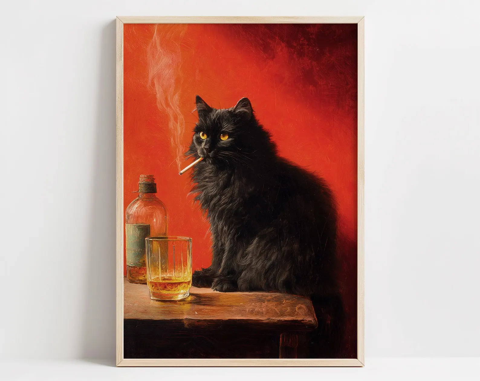 Black Cat Smoking a Cigarette  – Vintage Fashion Wall Art recenzja i cena