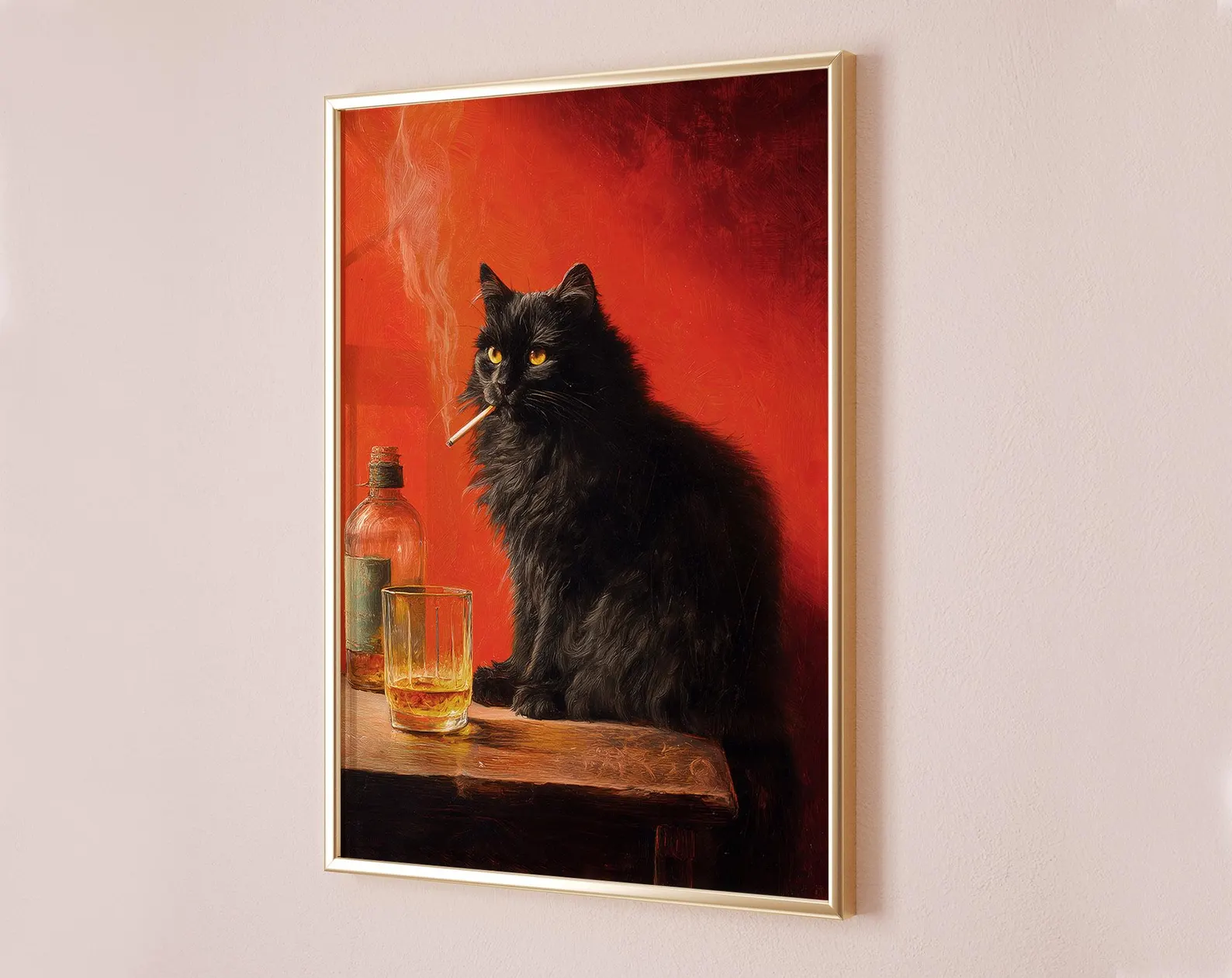 Black Cat Smoking a Cigarette  – Vintage Fashion Wall Art recenzja i cena
