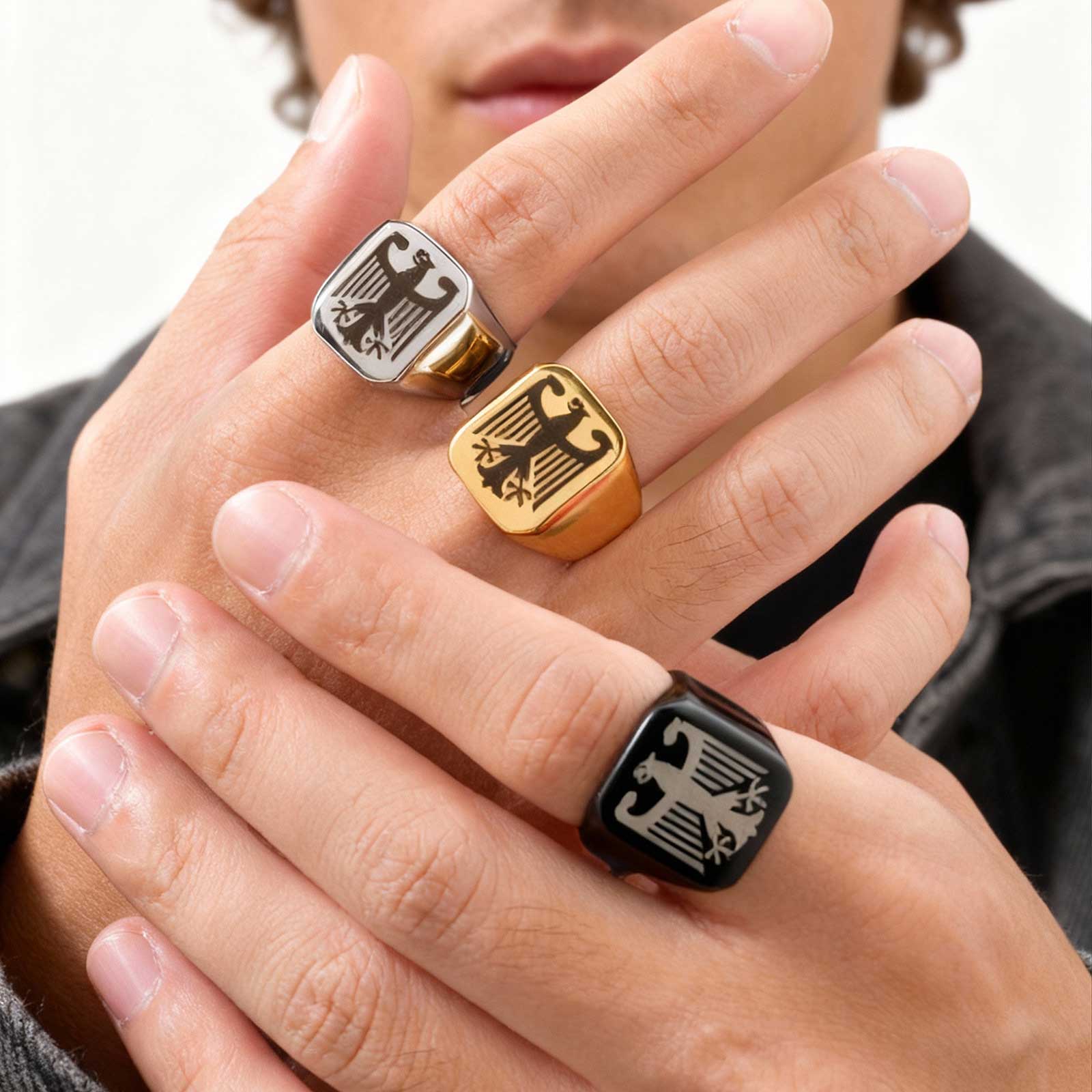 Custom Flying Hawk Eagle Ring  – Vintage Fashion Guild recenzja i cena