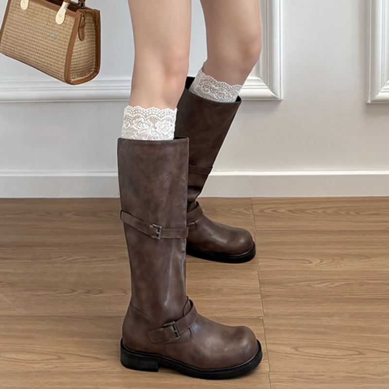 Vintage Belt Buckle Women Knee – Vintage Fashion Boots recenzja i cena