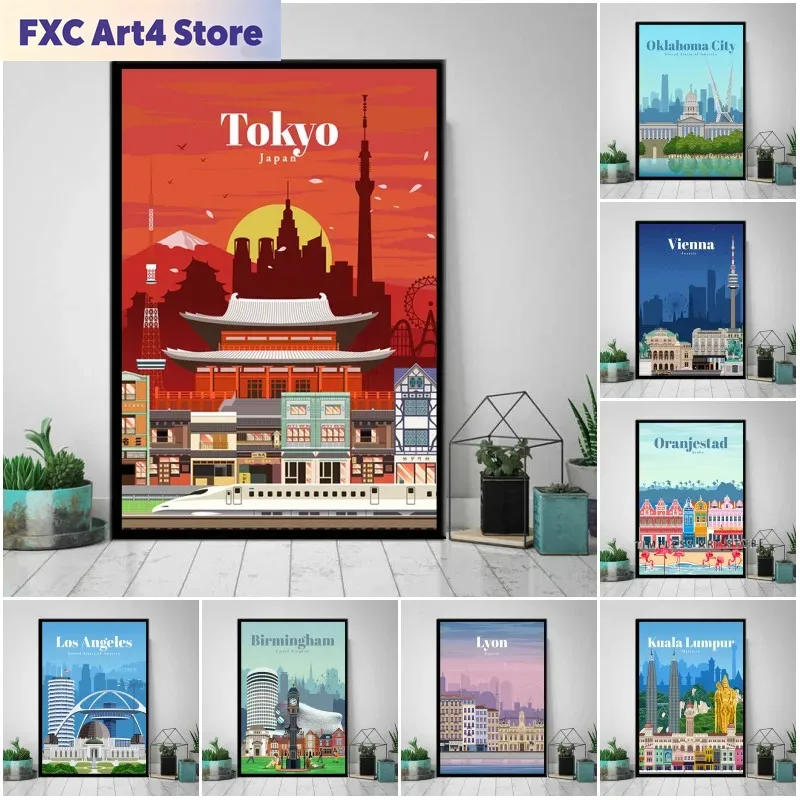 Frameless Tokyo Ottawa Prague  – Vintage Fashion Wall Art recenzja i cena