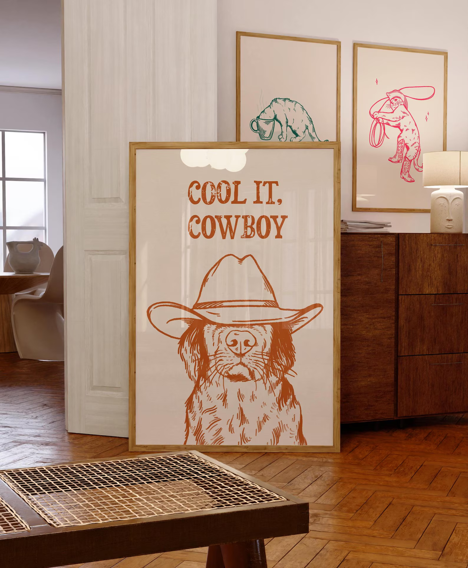 cool it cowboy art print retro – Vintage Fashion Wall Art recenzja i cena