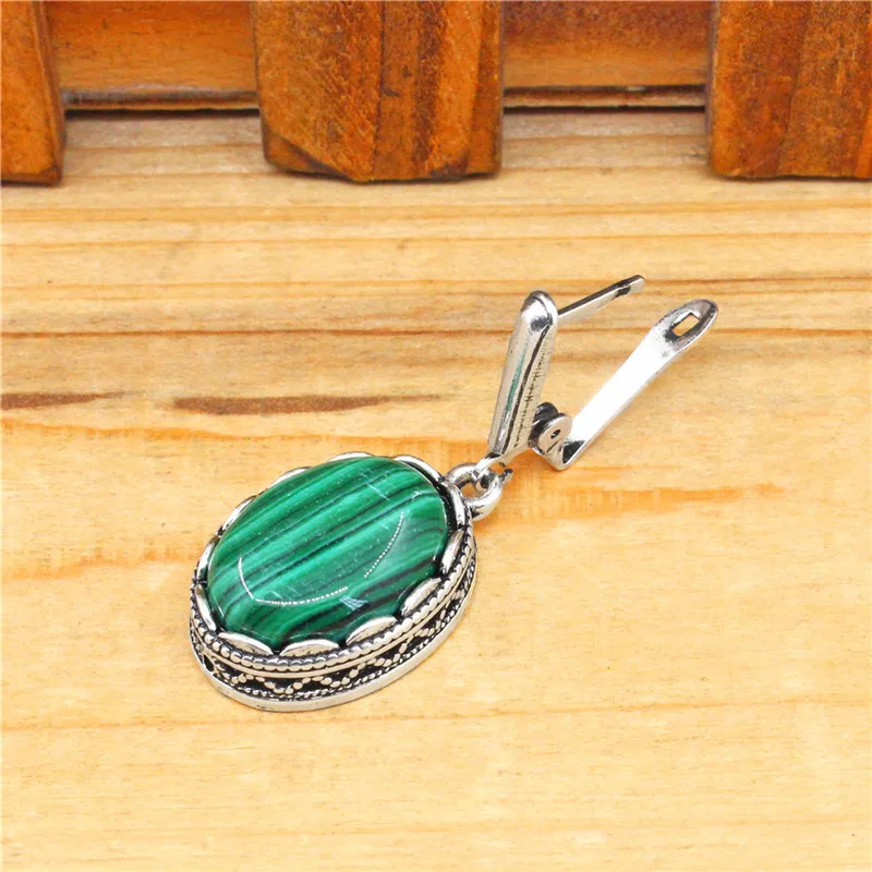 Flower Oval Malachite Dangle E – Vintage Fashion Look recenzja i cena