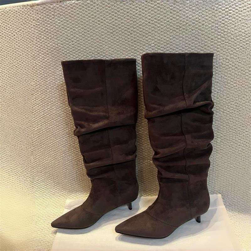 Suede Slouch Knee High Boots W – Vintage Fashion Boots recenzja i cena