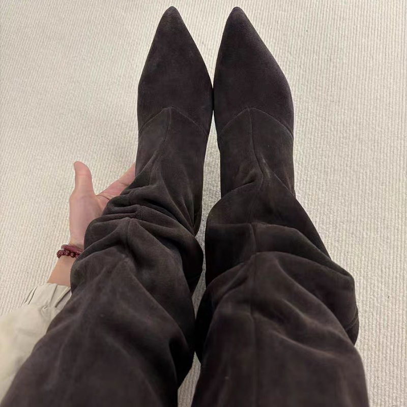 Suede Slouch Knee High Boots W – Vintage Fashion Boots recenzja i cena
