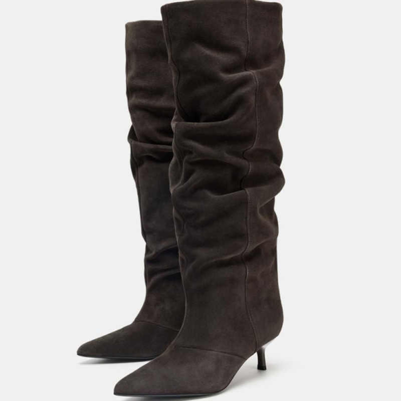 Suede Slouch Knee High Boots W – Vintage Fashion Boots recenzja i cena