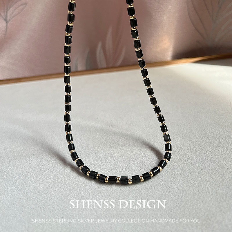 Natural 4mm obsidian Necklace  – Vintage Fashion Guild recenzja i cena