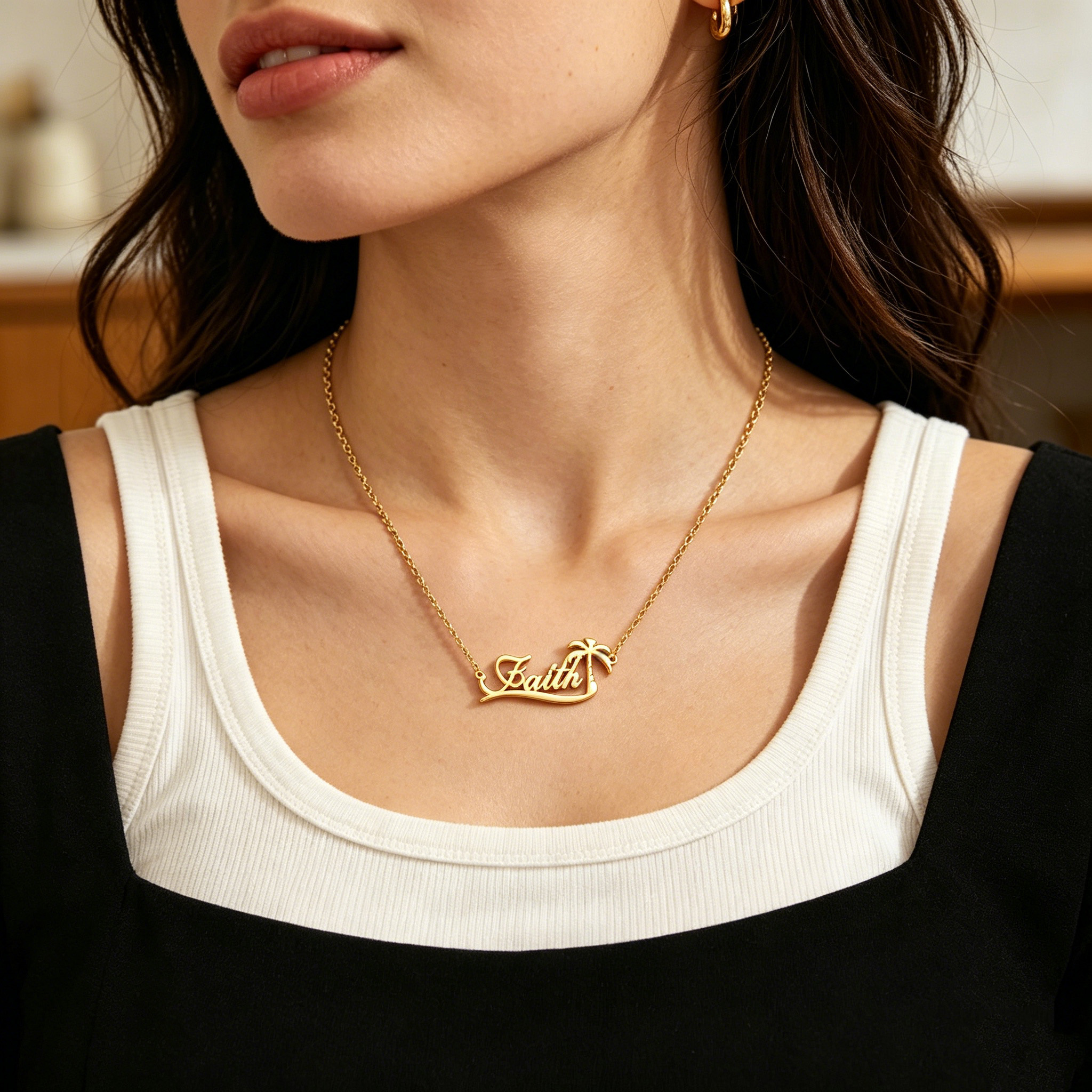 Custom Palm Tree Name Necklace – Vintage Fashion Guild recenzja i cena