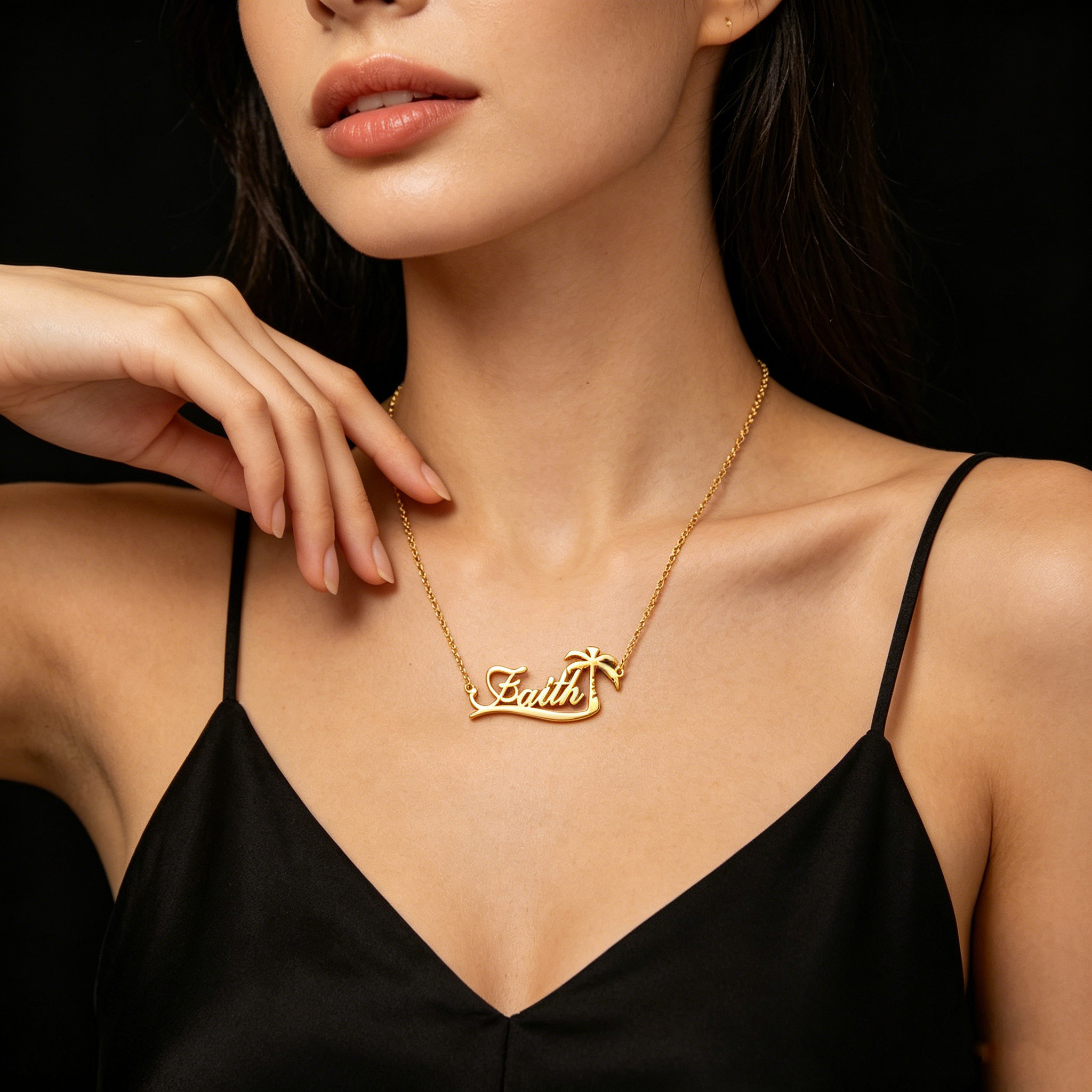 Custom Palm Tree Name Necklace – Vintage Fashion Guild recenzja i cena