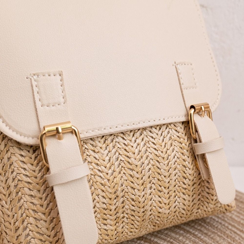 Fashion PU Leather Straw Backp – Vintage Fashion Look recenzja i cena