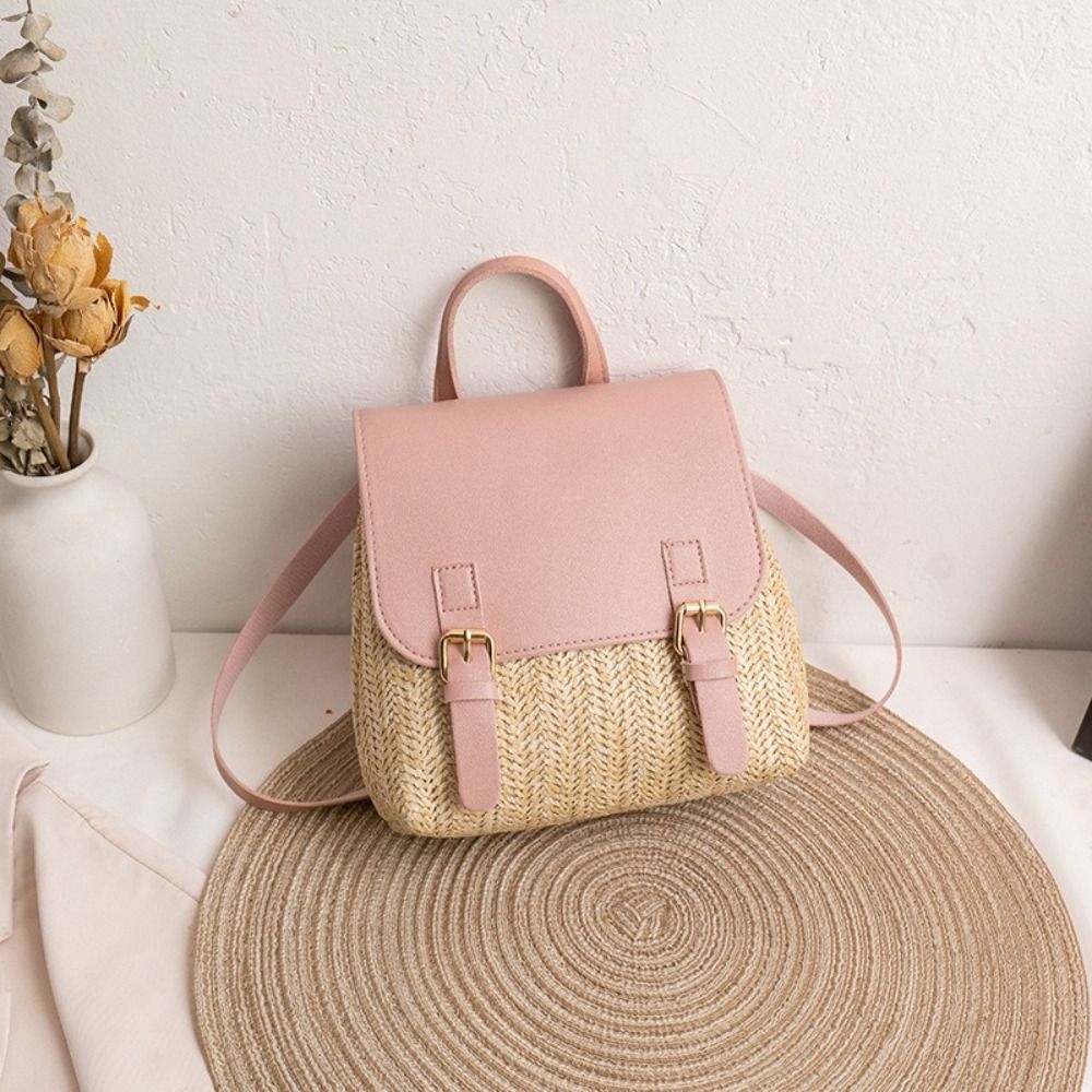 Fashion PU Leather Straw Backp – Vintage Fashion Look recenzja i cena